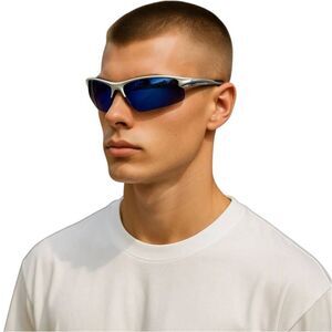 JiMarti Polarized Sunglasses Silver Blue Golf Fishing Cycling Unbreakable Frame